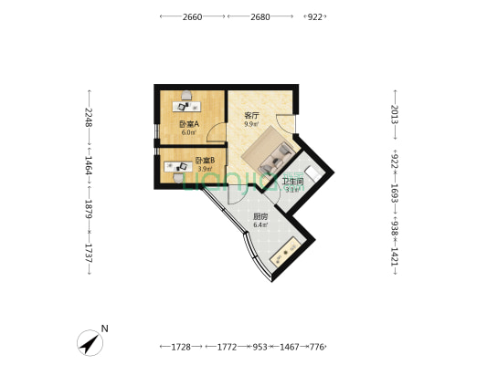 雅仕阁 2室1厅1卫 41平方