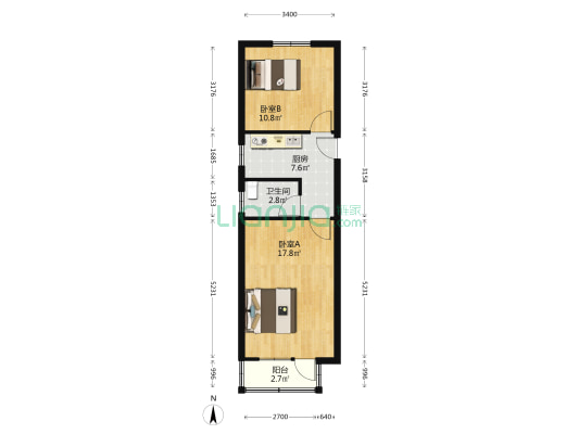 长乐路1222号 2室0厅1卫 52平方