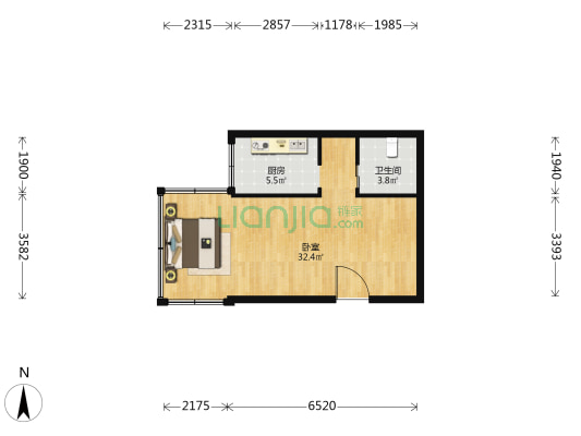 沙河街129号 1室0厅1卫 41平方