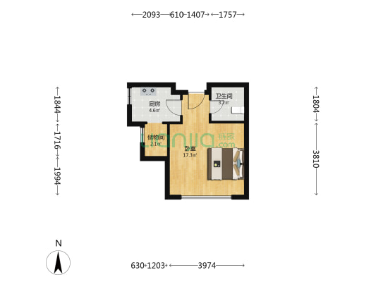 盛世·壹号公馆 1室0厅1卫 49平方