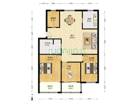 新阳花园 3室1厅1卫 123平方