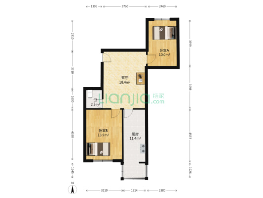 文化庭院 2室1厅1卫 76平方