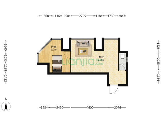 世欧王庄王子塔 1室1厅1卫 61平方