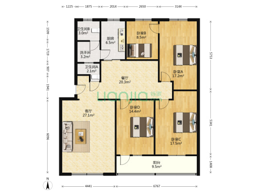 华阳建行小区 4室2厅3卫 151平方