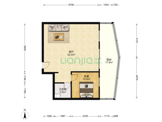 金特利大厦 1室1厅1卫 86平方