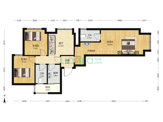 绿都锦苑 3室1厅2卫 103平方