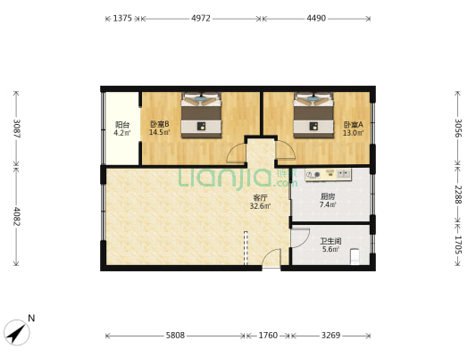 中兴建司小区 2室1厅1卫 95平方