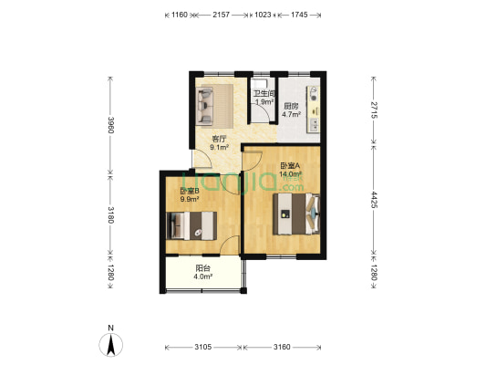 南闸新村 2室1厅1卫 54平方