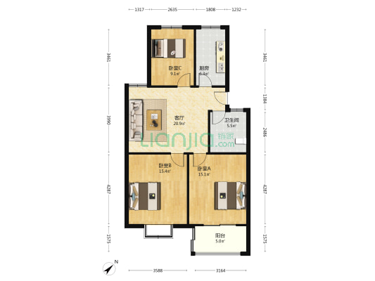 好运锦绣年华 3室1厅1卫 92平方