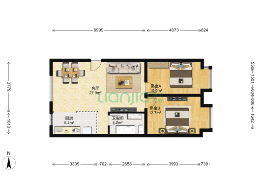 永定翠庭 2室1厅1卫 83平方