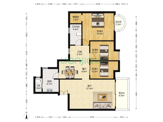 黄埔雅苑四期 3室2厅2卫 128平方