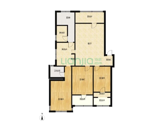 香格里拉精装三房两厅两卫130.95平方-户型图