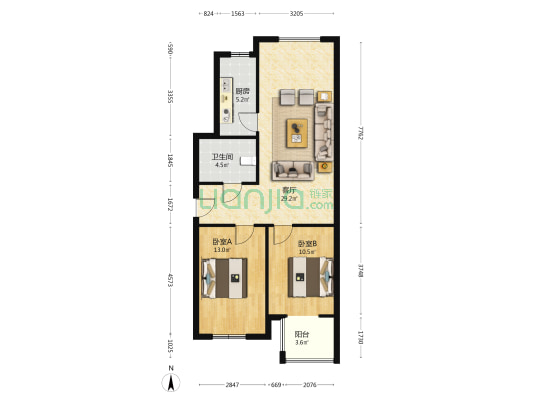 此房房本满五 属于开发区户口 离双语近，离惠友钻石近-户型图