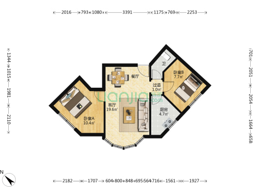 昆百大宿舍（东风东路） 2室1厅1卫 52平方