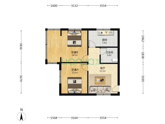 西固北街33号 2室1厅1卫 71平方