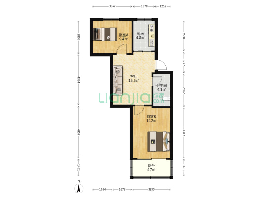 建机宿舍 2室1厅1卫 61平方