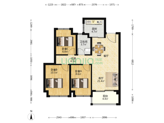 玖里映月一期 3室1厅1卫 89平方