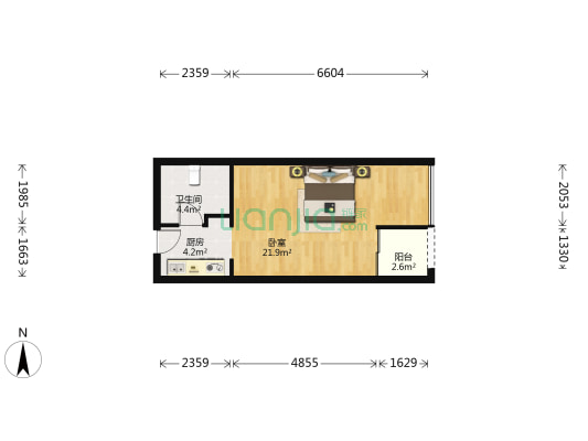 万科金色家园 1室0厅1卫 44平方