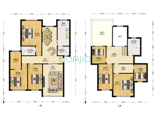 中天花园桂花园 7室2厅3卫 218平方