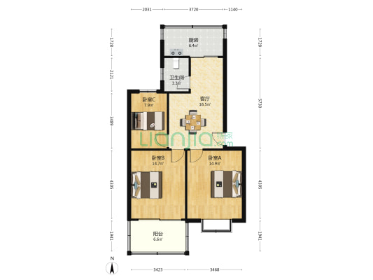 东海里西 3室1厅1卫 72平方