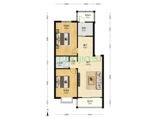 馨馨佳园 2室2厅1卫 93平方