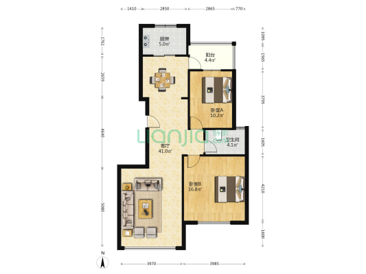 皇家首座西区 2室1厅1卫 96平方