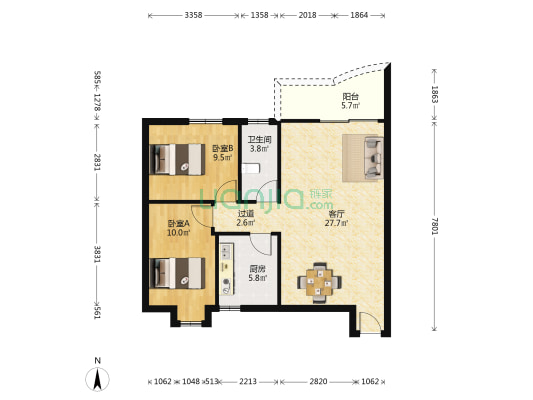 茂林苑 2室1厅1卫 74平方