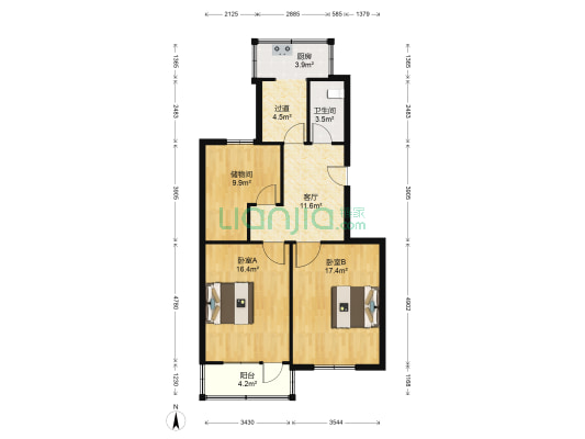 黄河北街10号院 2室1厅1卫 83平方