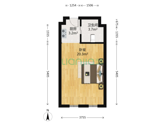 桂花城酒店公寓 1室0厅1卫 41平方