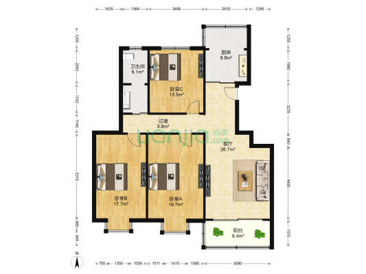 金隆華府 3室1厅1卫 129平方