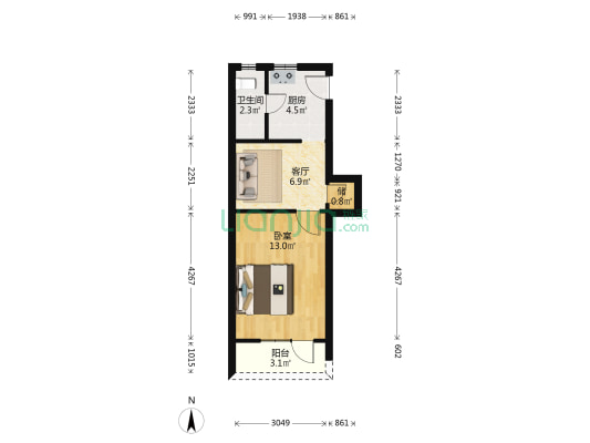 日晖五村 1室1厅1卫 40平方