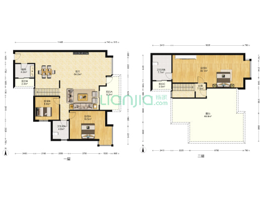 阳光金地 3室1厅2卫 178平方