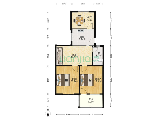 镇东新村 2室2厅1卫 73平方