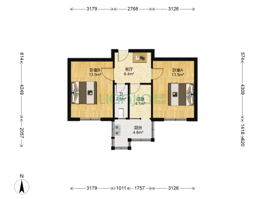庄窠小区 2室1厅1卫 55平方
