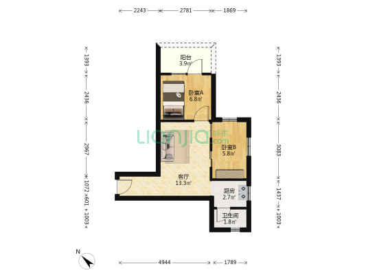同德苑 2室1厅1卫 42平方