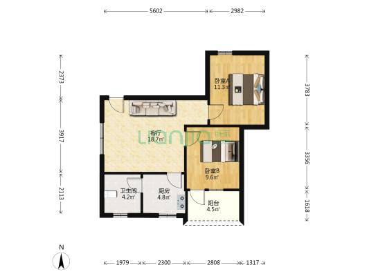 工会综合楼 2室1厅1卫 61平方