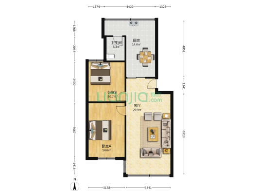 贵钢虹桥 2室1厅1卫 88平方
