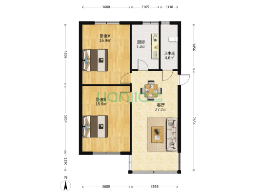 滨江中路196号 2室1厅1卫 87平方