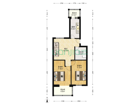 西平里 2室1厅1卫 71平方