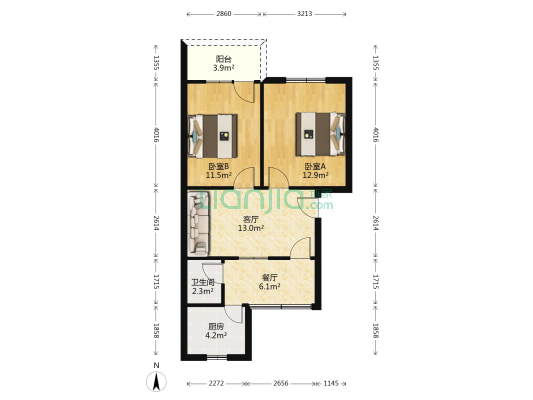 何家岭82号 2室2厅1卫 63平方