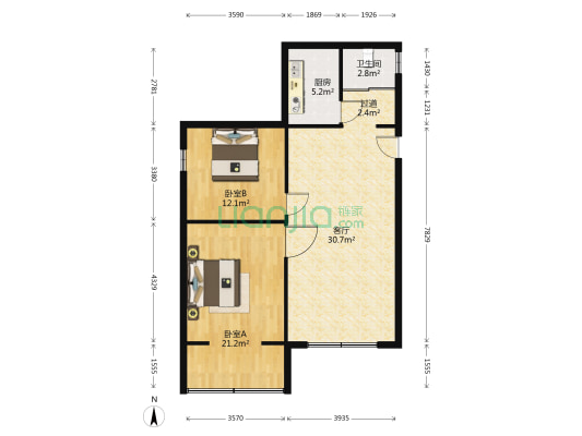 商业场横一街25号 2室1厅1卫 88平方