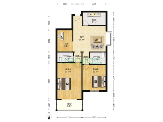 仙霞公寓 3室1厅2卫 99平方