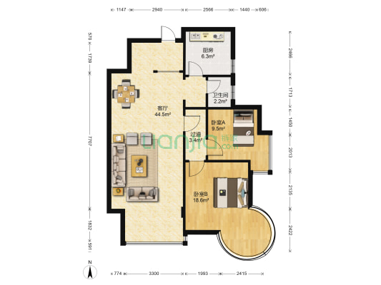 中鼎小区 2室1厅1卫 104平方