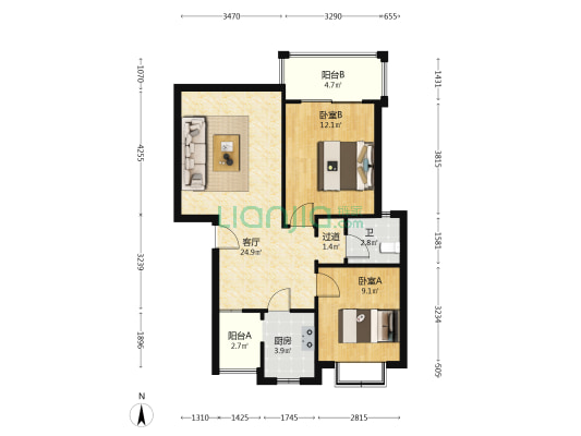 岷江小区一期 2室1厅1卫 74平方