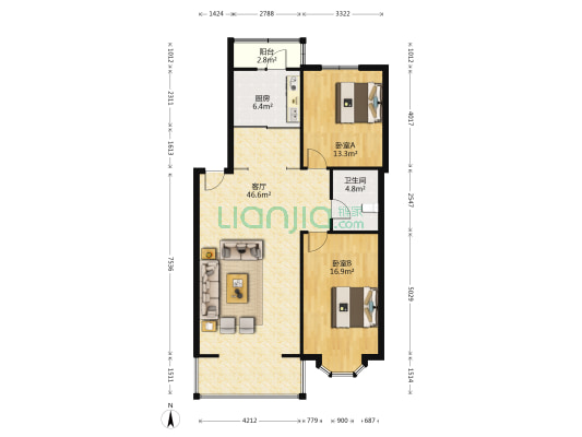 新新怡园 2室1厅1卫 112平方