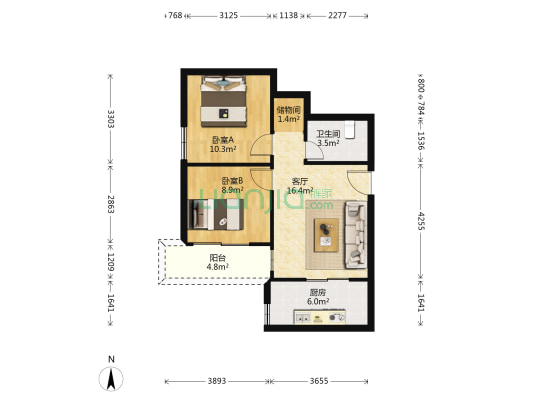 嘉绿文苑 2室1厅1卫 67平方
