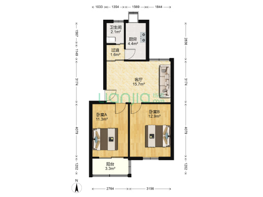 梅花园 2室1厅1卫 63平方