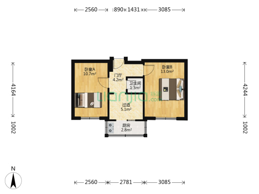 长春路（石道街商圈） 2室0厅1卫 46平方