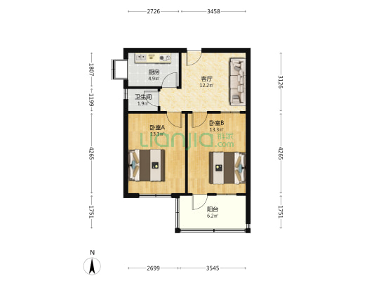 还乡店小区 2室1厅1卫 61平方