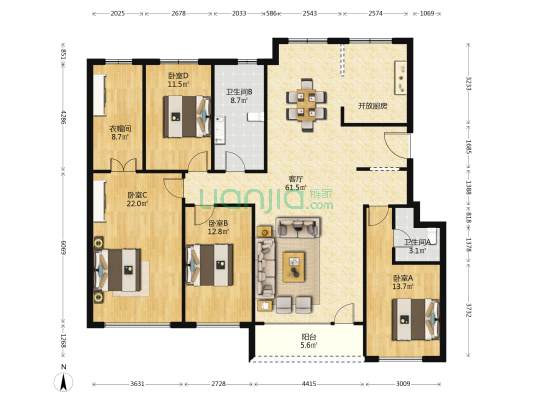 英伦河山一期 4室1厅2卫 170平方